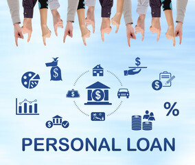 Wall Mural - Personal loan concept on a wall