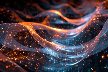 Poster - Image constructed from intricately coiled and glowing fiber optics. The fiber optics