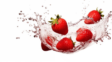 Wall Mural - Strawberry pictures splashing in water
