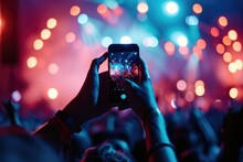 People Use Smart Phones Record Video At Music Concert
