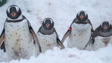 Canvas Print - penguins on snow