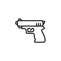 Gun weapons line icon isolated on transparent background