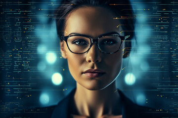 Poster - Successful Male Female Data Center IT Specialist Computer technologies Generative AI picture