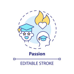 Poster - 2D editable multicolor passion icon, simple isolated vector, thin line illustration representing extracurricular activities.