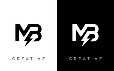 Wall Mural - MB Initial logo concept with electric template vector