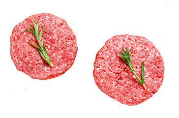 Wall Mural - Raw mince meat patties. Meat cutlet ready to cook.  Farm organic meat.  Transparent background. Isolated.