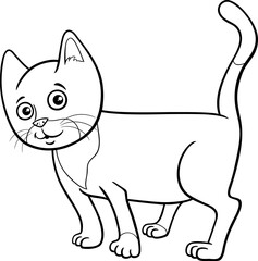 Sticker - cartoon cat or kitten animal character coloring page