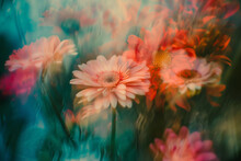 Dreamy Flowers With Blur And Double Exposure
