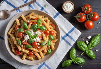 Wall Mural - Delicious Italian Pasta Salad with Grilled Vegetables