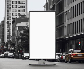 Poster - White Billboard Mockup of a Large Advertising Poster on the Street extreme closeup. Generative AI