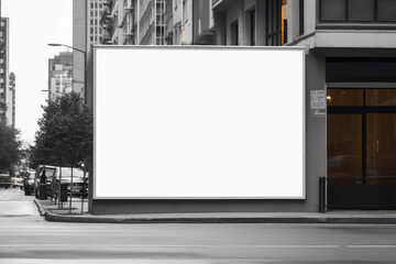 Poster - White Billboard Mockup of a Large Advertising Poster on the Street extreme closeup. Generative AI