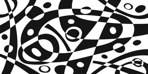 Poster - Black and white creative trendy poster design. Abstract geometric shapes.