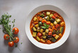 Macro shot of vegetable stew in a bowl
