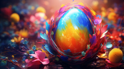 Wall Mural - Creative easter background with rainbow colors