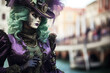 Venetian Carnival Mask in Green and Purple