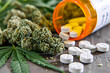 Cannabis and medical pills, medical marijuana concept, Cannabis legalization 