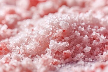 Poster - Close up of sea salt texture on pink background used for beauty procedures and therapies