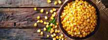 Tasty Corn In A Plate On A Wooden Background
