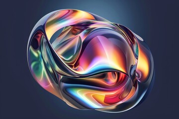 Poster - Abstract metallic holographic colored shape