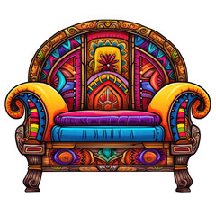 Wall Mural - hand drawn indian couch isolated on transparent background