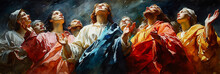 The Ascension Of Jesus Christ, Watercolor Painting,