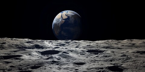 Wall Mural - distant crescent of the earth as seen from the moon
