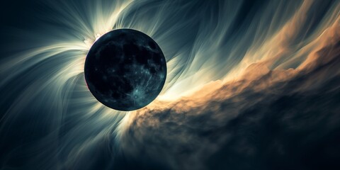 Wall Mural - long exposure of total solar eclipse