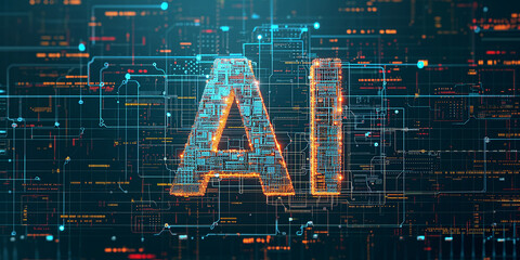 Sticker - AI sign on the cyber background