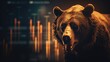 big giant  bear with Stock Market with light background, Bearish position, Generative Ai