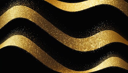 Poster - Golden Glitter Wave on a Black Background