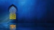 Islamic design greeting card background Islamic window and reflect 