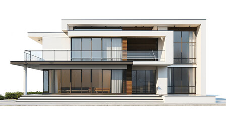 Wall Mural - Modern Abstract Residential Building. Contemporary Style Exterior Design. Perspective View. Ai Generative