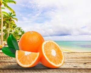 Wall Mural - Fresh tasty ripe orange fruits