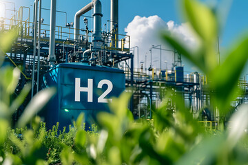green hydrogen production. renewable energy production facility. green hydrogen gas for clean electr