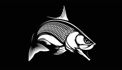 Wall Mural - Tarpon fish skeleton. Tarpon fish emblem. Fishing theme illustration. Fish Isolated on white.