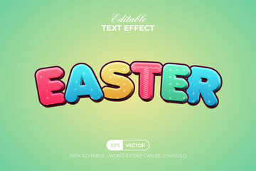 Poster - easter text effect colorful alphabet style. editable text effect.