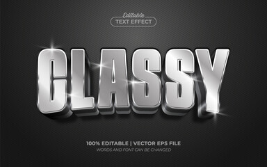 Poster - Classy Silver Chrome Steel Editable Text Effect, Editable Font Style Premium Vector