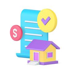 Poster - Mortgage banking loan success agreement application form for house buying 3d icon realistic vector