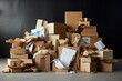 © Александр Лобач - A pile of cardboard waste is stacked in one place. Dump. the concept of reuse