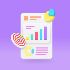 Poster - business growth analyzing efficient management goal achievement workflow 3d icon realistic vector