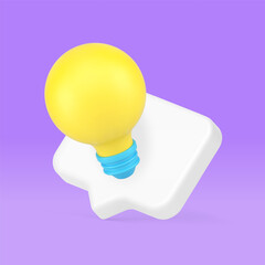 Poster - Innovation idea brainstorming creative solution development quick tips 3d icon realistic vector