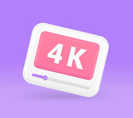 Poster - 4k video broadcasting screen definition technology cyberspace television 3d icon realistic vector