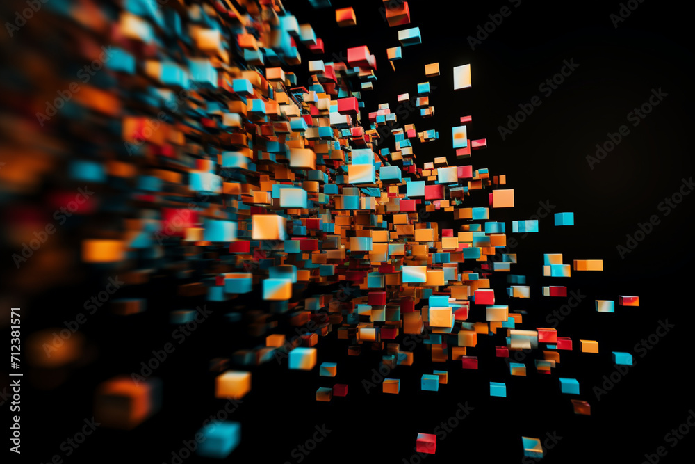Multi Colured Square A conceptual images of thousands of multi coloured squares all moving ...