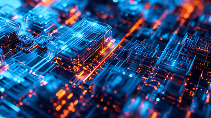Poster - Abstract computer architecture composition. Information technology and artificial intelligence concept.