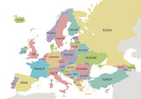 Fototapeta Pokój dzieciecy - Political Europe Map vector illustration isolated on white background. Editable and clearly labeled layers.