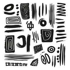 Wall Mural - Marker drawn bold strokes, swirls and rectangle shapes