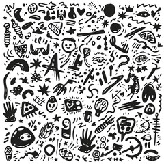 Canvas Print - Doodle Marker hand drawn shapes vector illustration