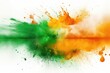 Happy India Independence Day Celebration with Orange and Green Powder Splash on Flag Theme