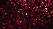 Valentines Day Background, Background With Tiny Pink, Magenta And Purple Sparkling Hearts.