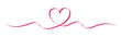 Heart border. Line art heart banner. Valentine's Day or Mother's Day pink divider